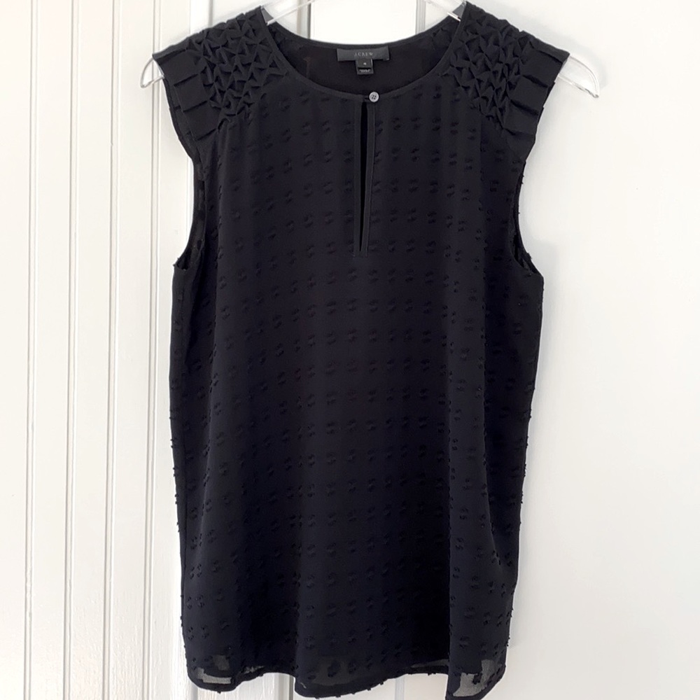J. Crew Sleeveless Ruffle Cap-Sleeve Top Black